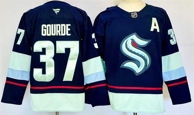 Men's Seattle Kraken #37 Yanni Gourde Navy 2024-25 Home With A Patch Stitched Hockey Jersey,We sell and wholesale Men's Seattle Kraken #37 Yanni Gourde Navy 2024-25 Home With A Patch Stitched Hockey Jersey on line form chian!